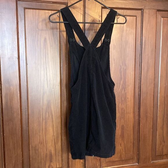Forever 21 Black Corduroy Zip Sleeveless Overall Mini Dress Size S with Pockets - Picture 2 of 8